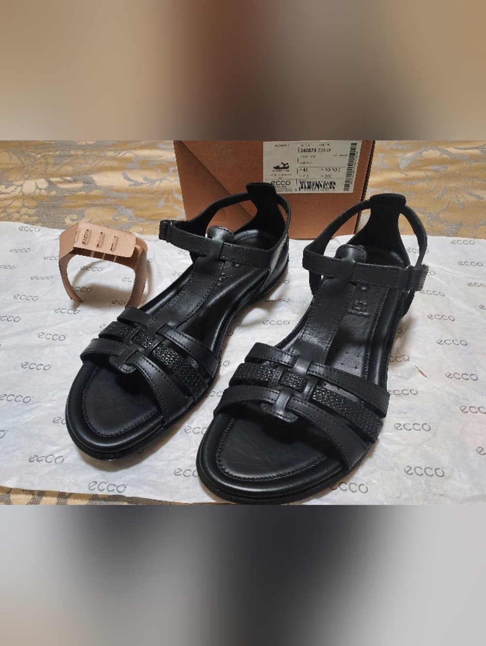 NIB ECCO Women's Flash T-Strap Flat Sandal Size 10 (EUR 41)